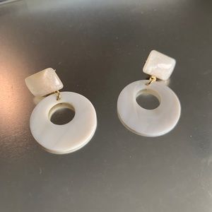 White Hoop Studs